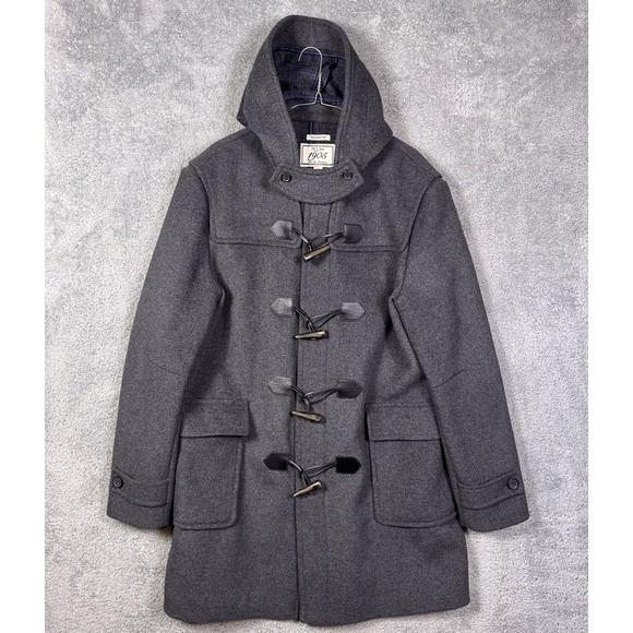 Jos A Bank Overcoat Mens XL Wool Duffle Blanket Lined Toggle Hood Tailored Fit